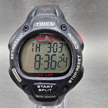 Timex Ironman Triathlon Watch Men 38mm Digital Black Alarm Chrono Round NewBatte0