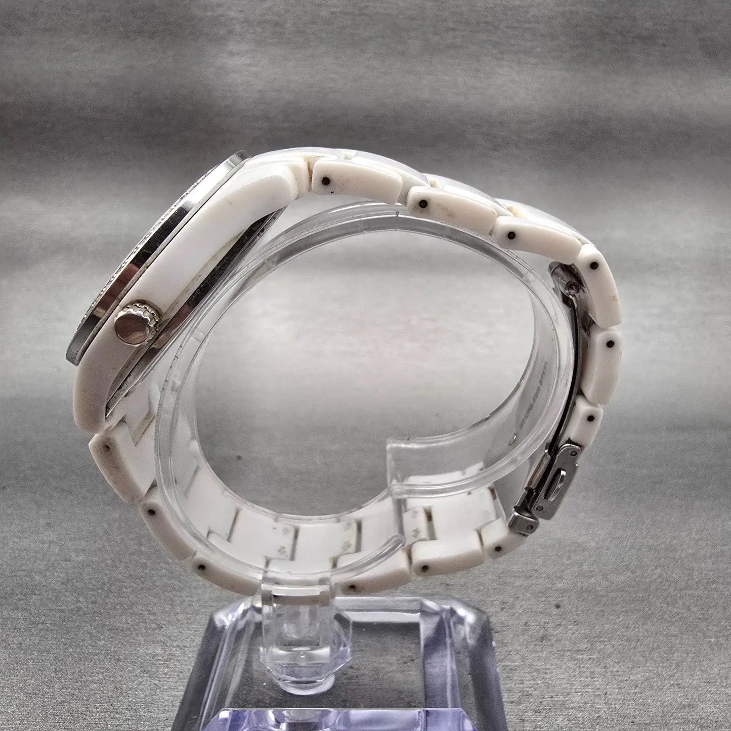 Fossil Stella Day Watch Women 38mm White Dial White Tone Daydate ES1967 New Batt6