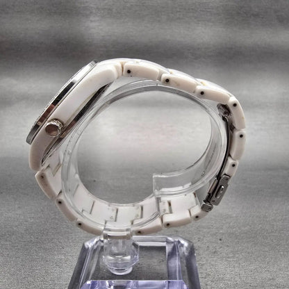 Fossil Stella Day Watch Women 38mm White Dial White Tone Daydate ES1967 New Batt6