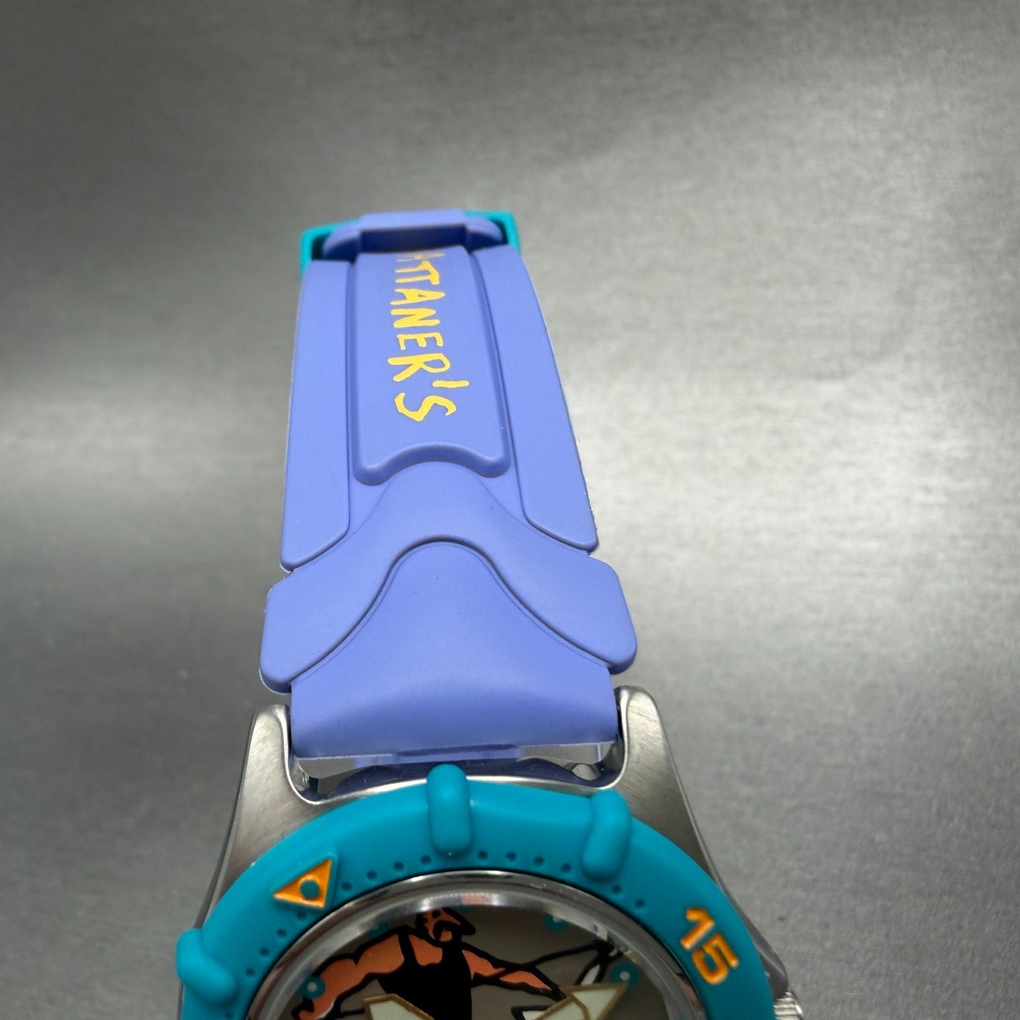 Casio Dive Watch Men 36mm Gray Dial Steel Blue Purple Manha Ttaners New battery4