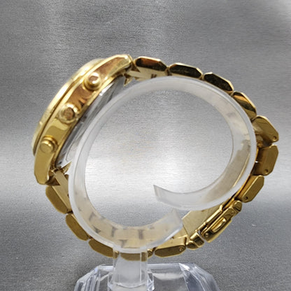 Michael Kors Briar Watch Women 40mm Black Dial Gold Tone Date Round New Battery