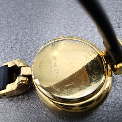 Movado Vivo Watch Women 28mm Black Dial Gold Tone Round 88 A1 1701 New Battery9