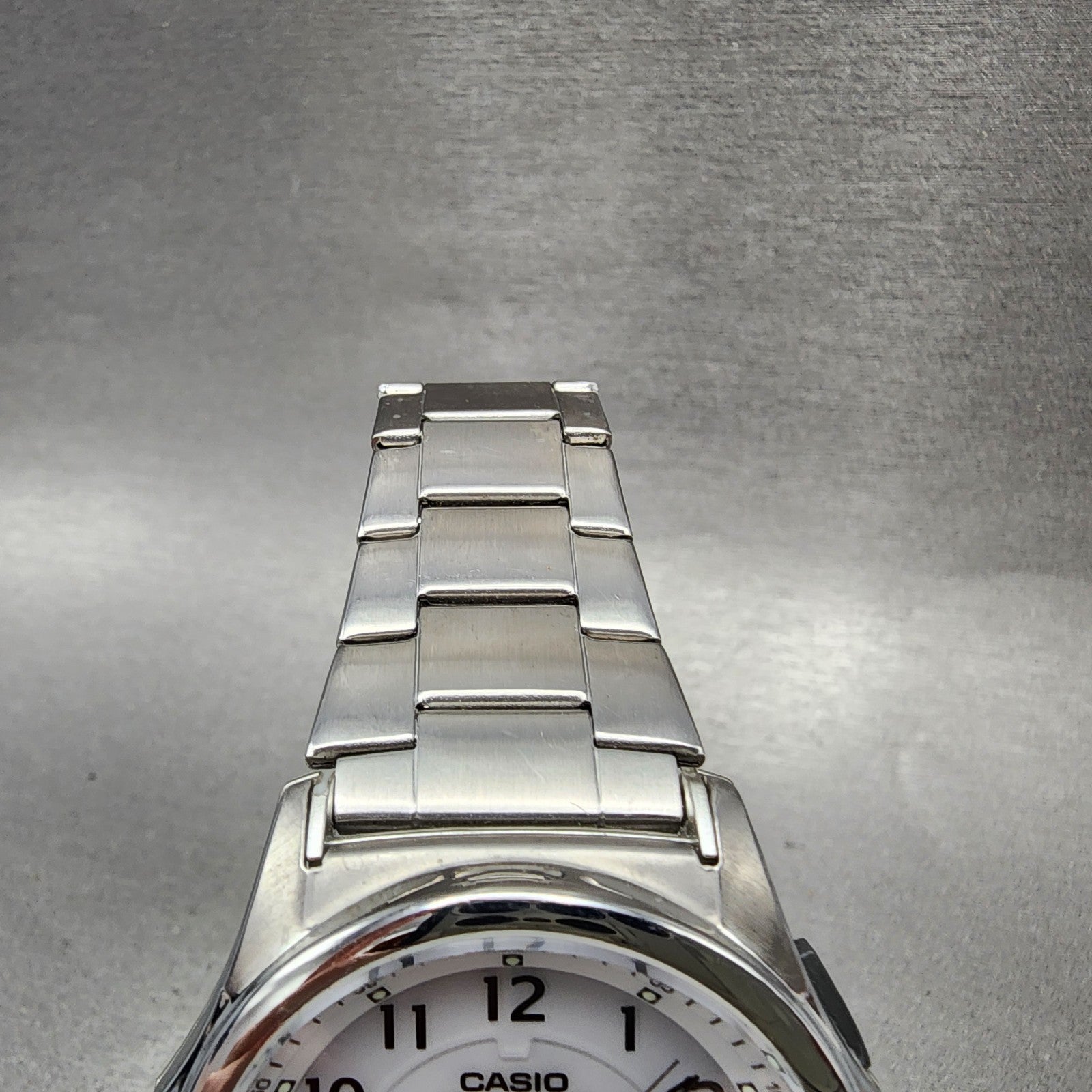 Casio Wave Ceptor Watch Men 42mm White Dial Steel Solar Analog Digital Works4