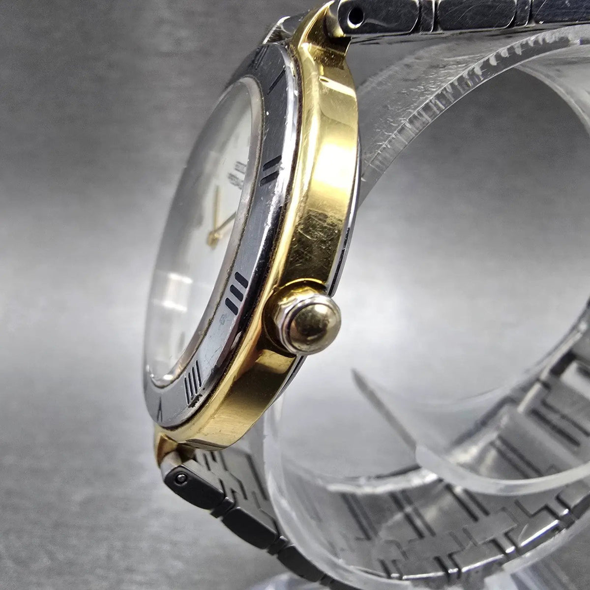 Seiko Presage Watch Men 34mm White Dial Two Tone Date Round 7749-6000 PARTS4