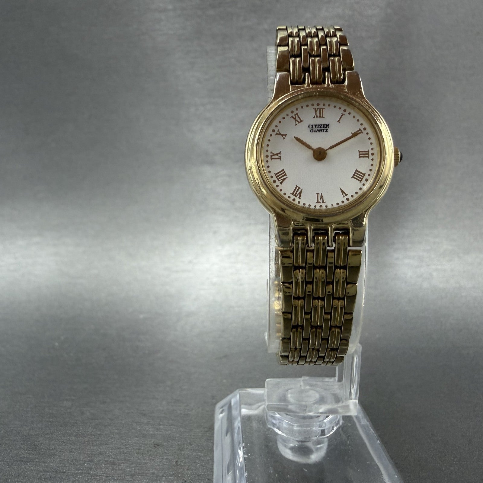 Citizen Watch Women 22mm White Dial Gold Tone Round 3220-326598 New Battery5