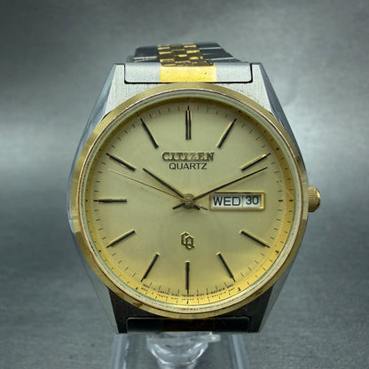 Citizen CQ Watch Men 35mm Champagne Dial Two Tone Daydate 4-S05961 New Battery0
