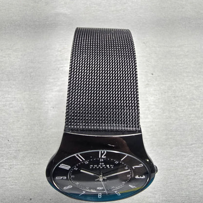 Skagen Denmark Watch Men 37mm Black Dial Titanium Date Round 233XLTMB New Batt T4