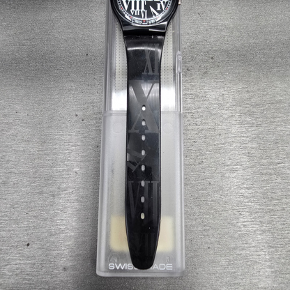 Swatch Gessetto Watch Men 34mm Black Dial Black Case GB155 New Battery NOS2