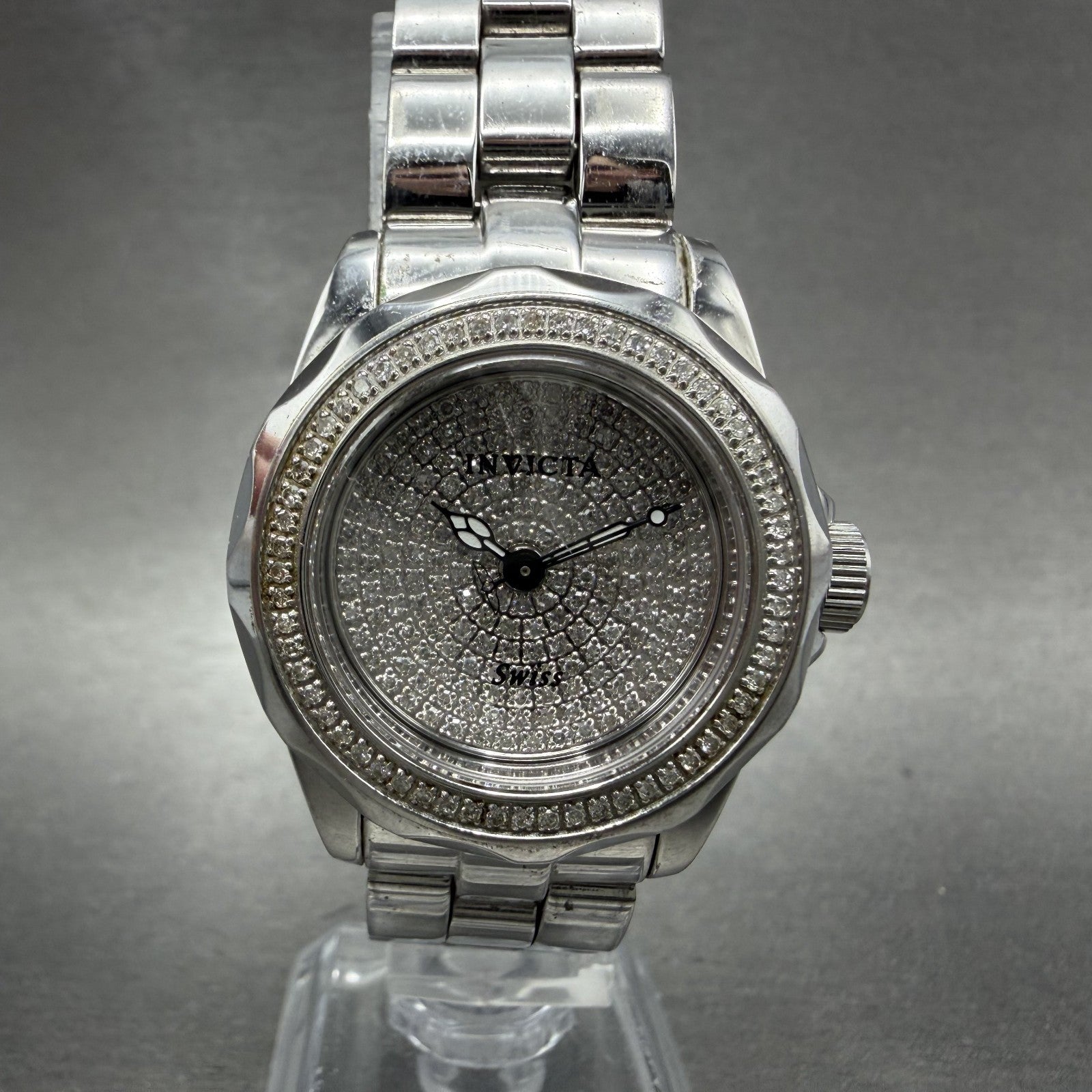 Invicta Dive Watch Women 31mm Diamond Dial & Bezel Steel Round New Battery 28240