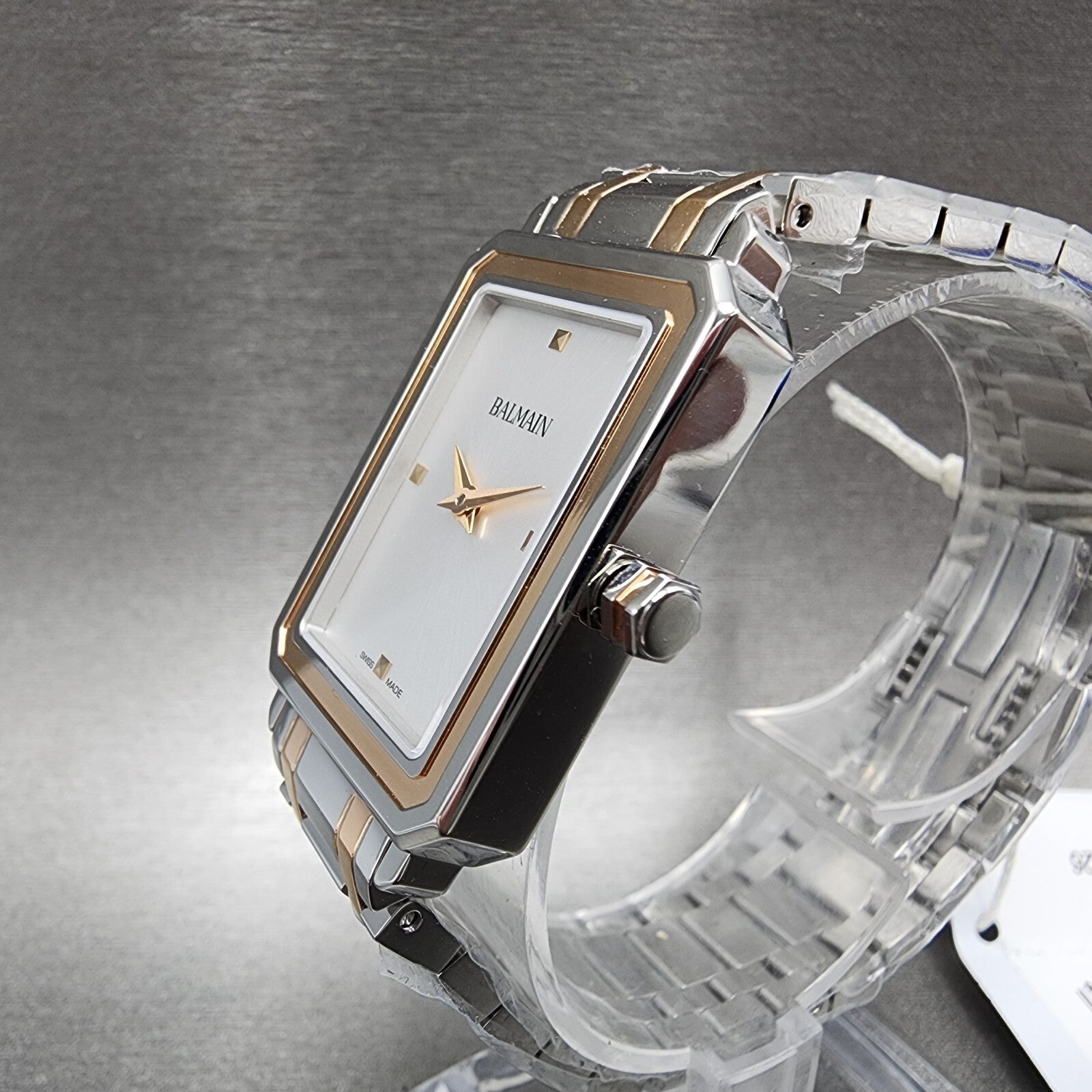 Balmain Beleganza Watch Women 25mm Silve Dial Two Tone Rectangle Rose Gold Tone2