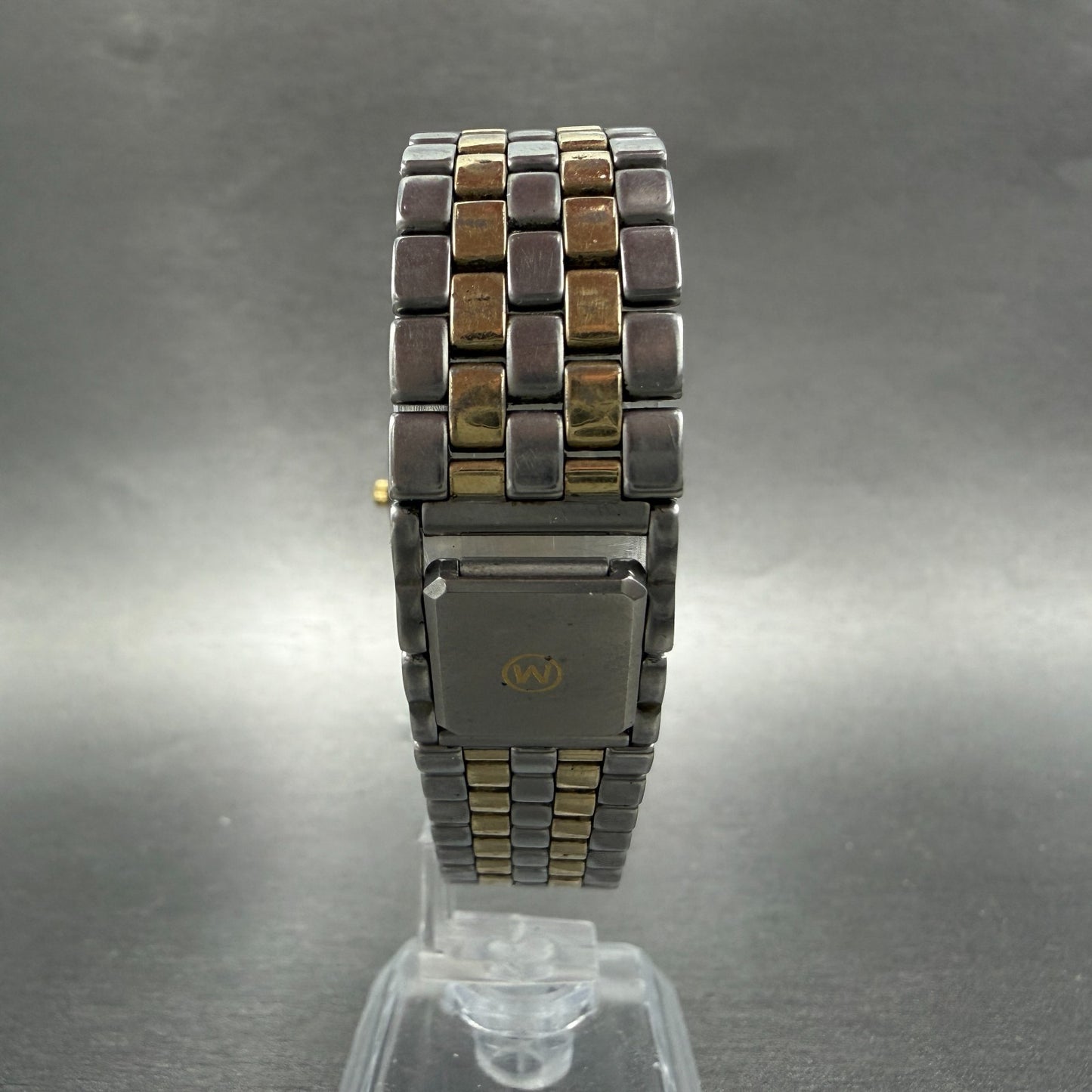 Movado Watch Men 34mm Gold Dial Two Tone Date Round 88-52-867 CRACKED New Batt7