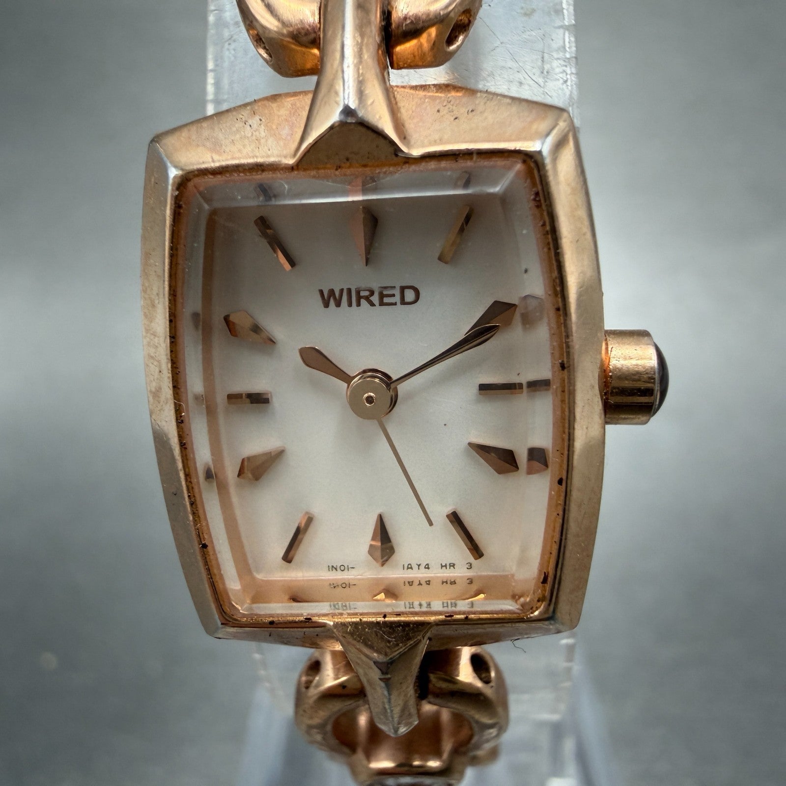 Seiko Wired Tank Watch Women 16mm White Dial Rose Gold Tone 1N01-0PA0 NewBattery1