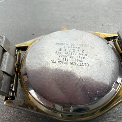 Citizen CQ Watch Men 36mm Gold Dial Gold Tone Daydate Round 6100-S96401 PARTS10