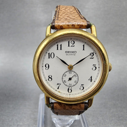 Seiko Watch Women 28mm White Dial Gold Tone Round 14280070 New Battery0