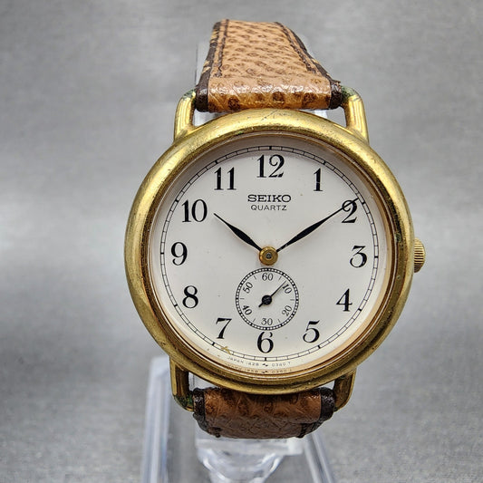 Seiko Watch Women 28mm White Dial Gold Tone Round 14280070 New Battery0