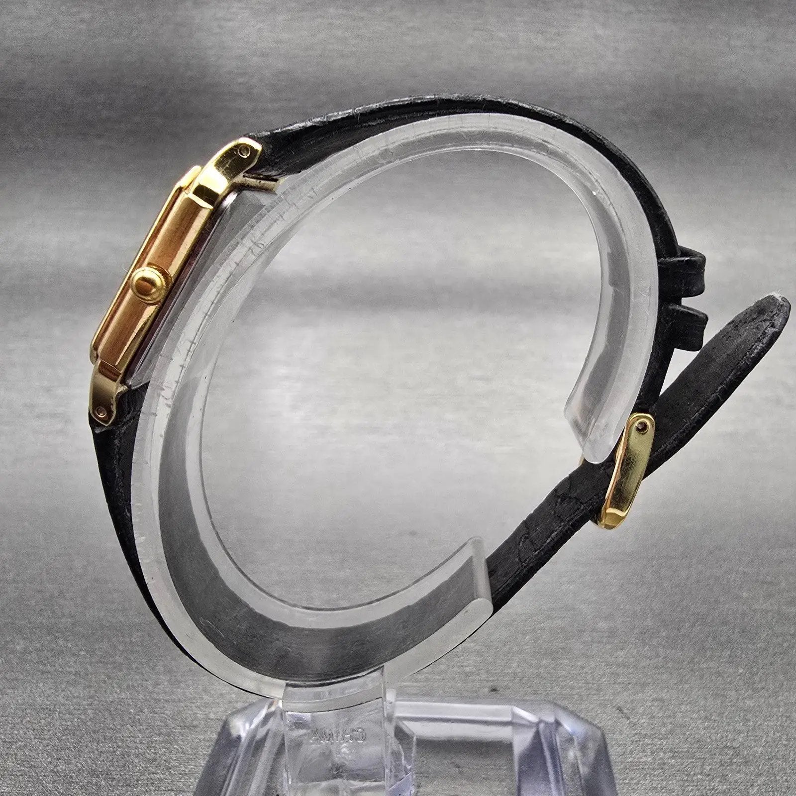 Seiko Spirit Tank Watch Women 20mm Gold Dial Gold Rectangle 1F21-5B40 New Batt6