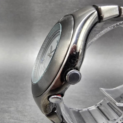 Timex I control Alarm Watch Men 41mm Gray Dial Black Date Indiglo Round New Batt2