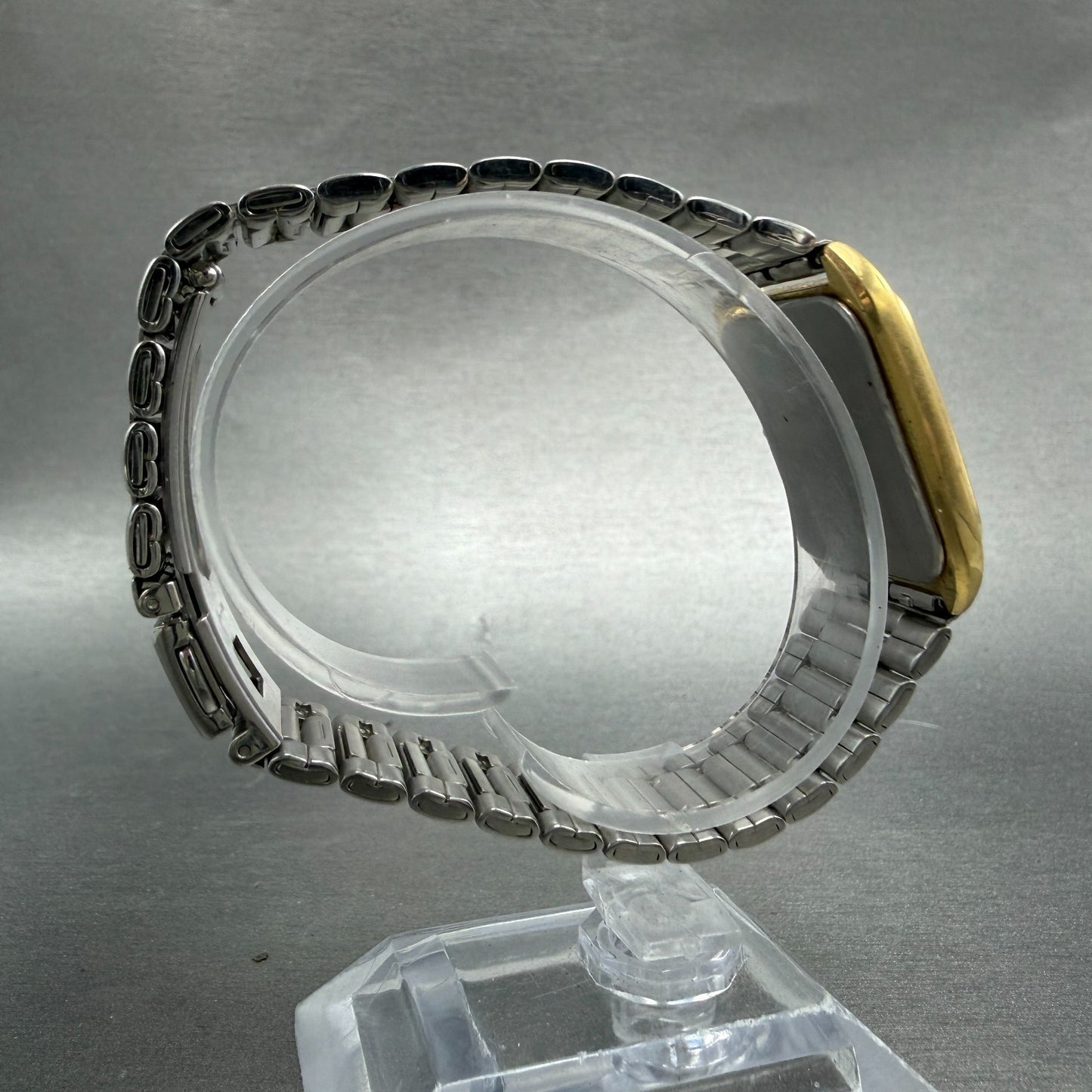 Seiko Tank Watch Men 28mm Champagne Dial Two Tone Rectangle 9021-517C NewBattery8