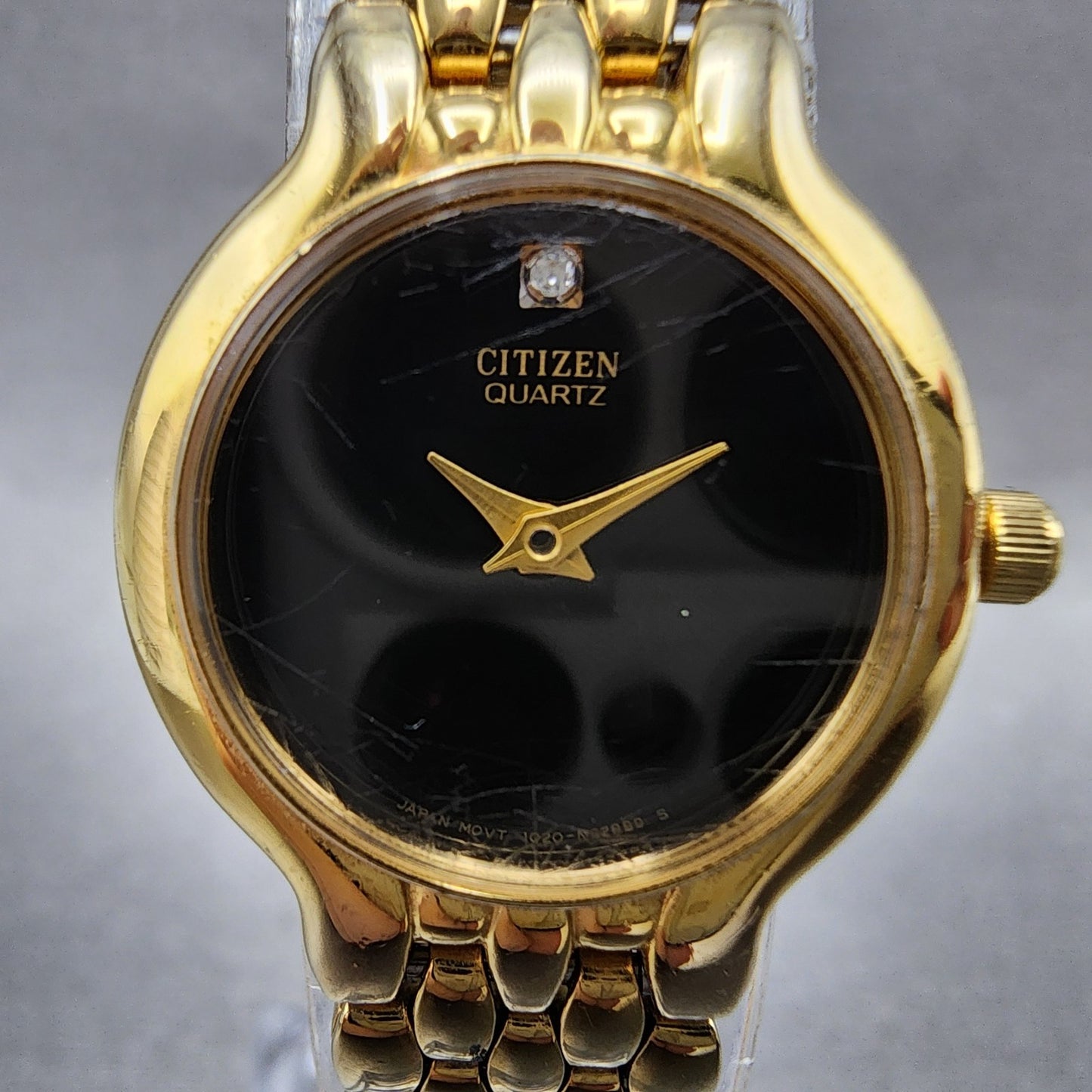 Citizen Watch Women 22mm Black Dial Gold Tone Round 1020S54554 New Battery1