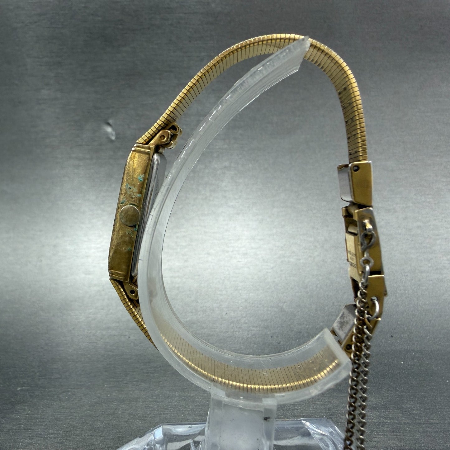 Seiko Tank Watch Women 13mm Champagne Dial Gold Tone 1320-6070 New Battery6