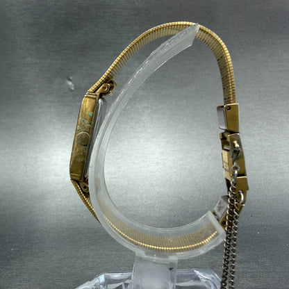 Seiko Tank Watch Women 13mm Champagne Dial Gold Tone 1320-6070 New Battery6