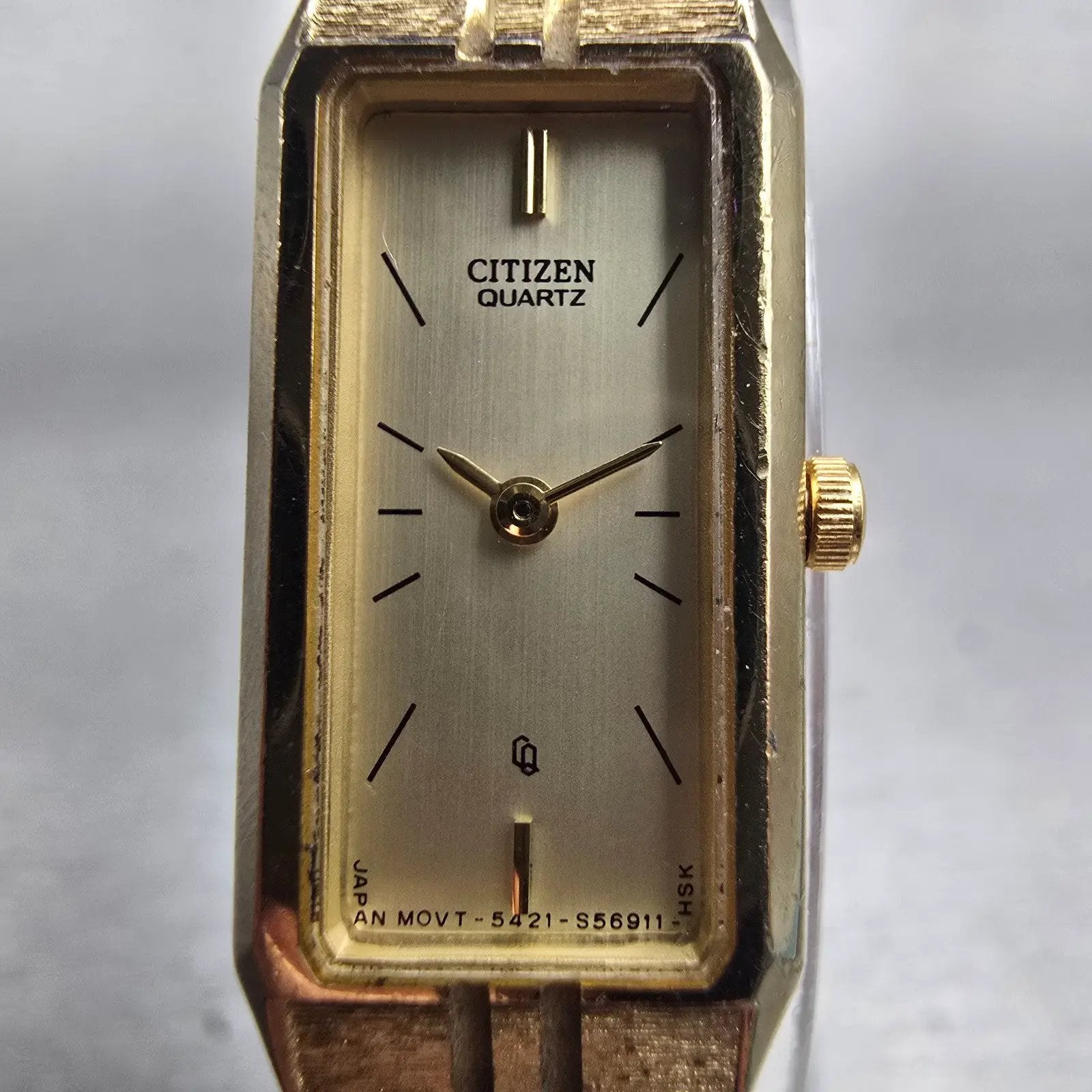 Citizen CQ Watch Women 13mm Champagne Dial Gold Tone 5421-S18523 New Battery VTG1