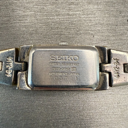 Seiko Watch Women 13mm Pink Dial Silver Tone Rectangle 2E20-0AY0 New Battery VTG10