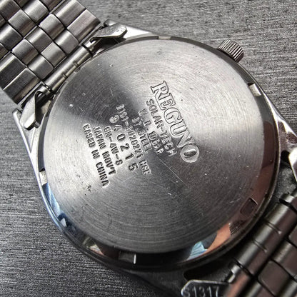 Reguno Solar-Tech Watch Men 36mm White Dial Silver Daydate E101-S028221 Works10