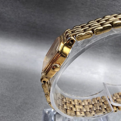 Seiko Watch Women 16mm Champagne Dial Gold Tone Rectangle 4N00-5249 New Battery2