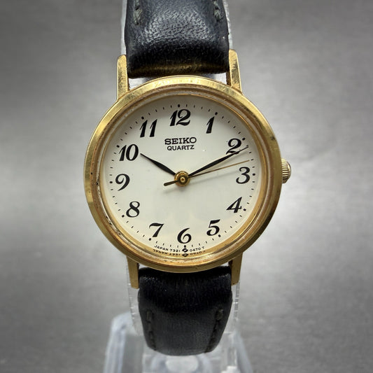 Seiko Watch Women 23mm White Dial Gold Tone Round 7321-0100 New Battery Vintage0