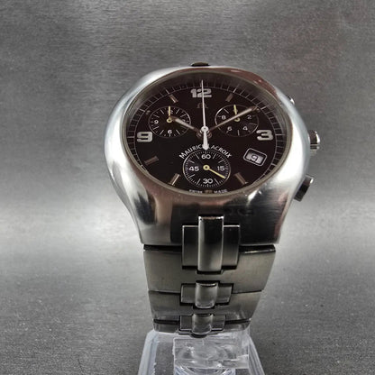 Maurice Lacroix Siras Chronograph Watch Men 38mm Black Dial Steel Date New Batt5