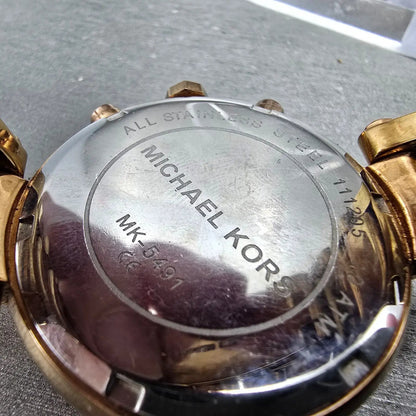 Michale Kors Parker Chrono Watch Women 39mm MOP Dial Rose Gold Tone Date New Bat9