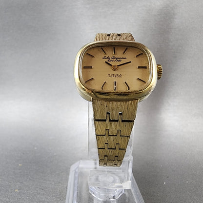 Jules Jurgenson Watch Women 25mm Gold Dial Gold Tone Manual Wind Runs READ!! VTG6