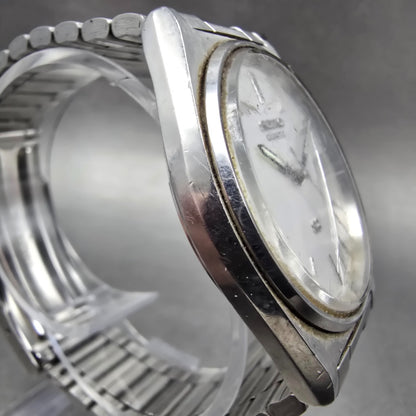 Seiko SQ Watch Men 35mm Silver Dial Silver Tone Date Round 5H22-7A09 PARTS VTG4