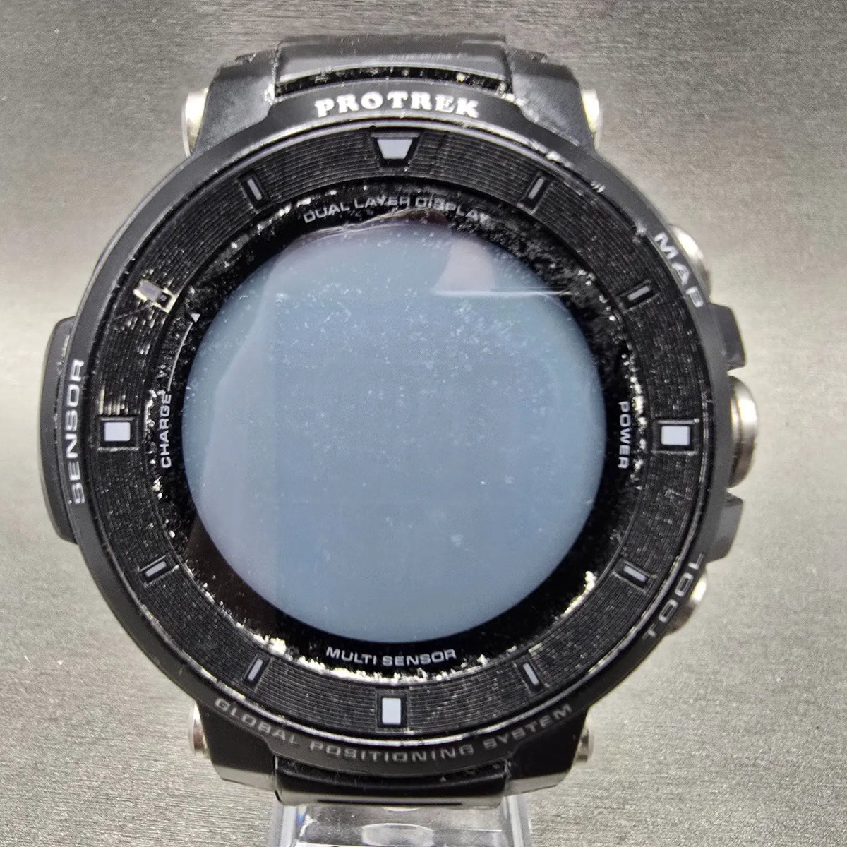 Casio Protrek WSD-F30 Watch Men 50mm Digital Black Silver GPS UNTESTED PARTS0