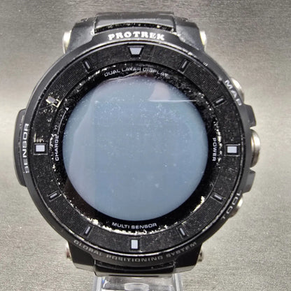 Casio Protrek WSD-F30 Watch Men 50mm Digital Black Silver GPS UNTESTED PARTS0