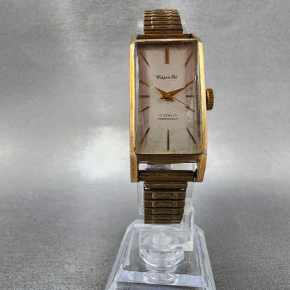 Citizen Pet Watch Women 18mm White Dial Gold Plated Rectangle Manual Wind Runs5