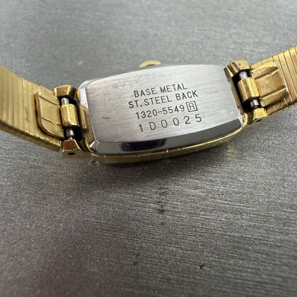 Seiko Tank Watch Women 13mm Champagne Dial Gold Tone 13205549 New Battery9