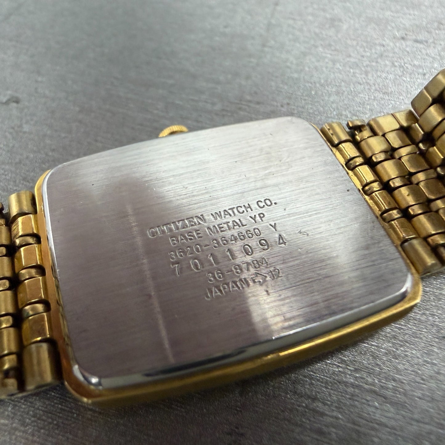 Citizen CQ Tank Watch Men 25mm Champagne Dial Gold Tone 3620-364660 New Battery10