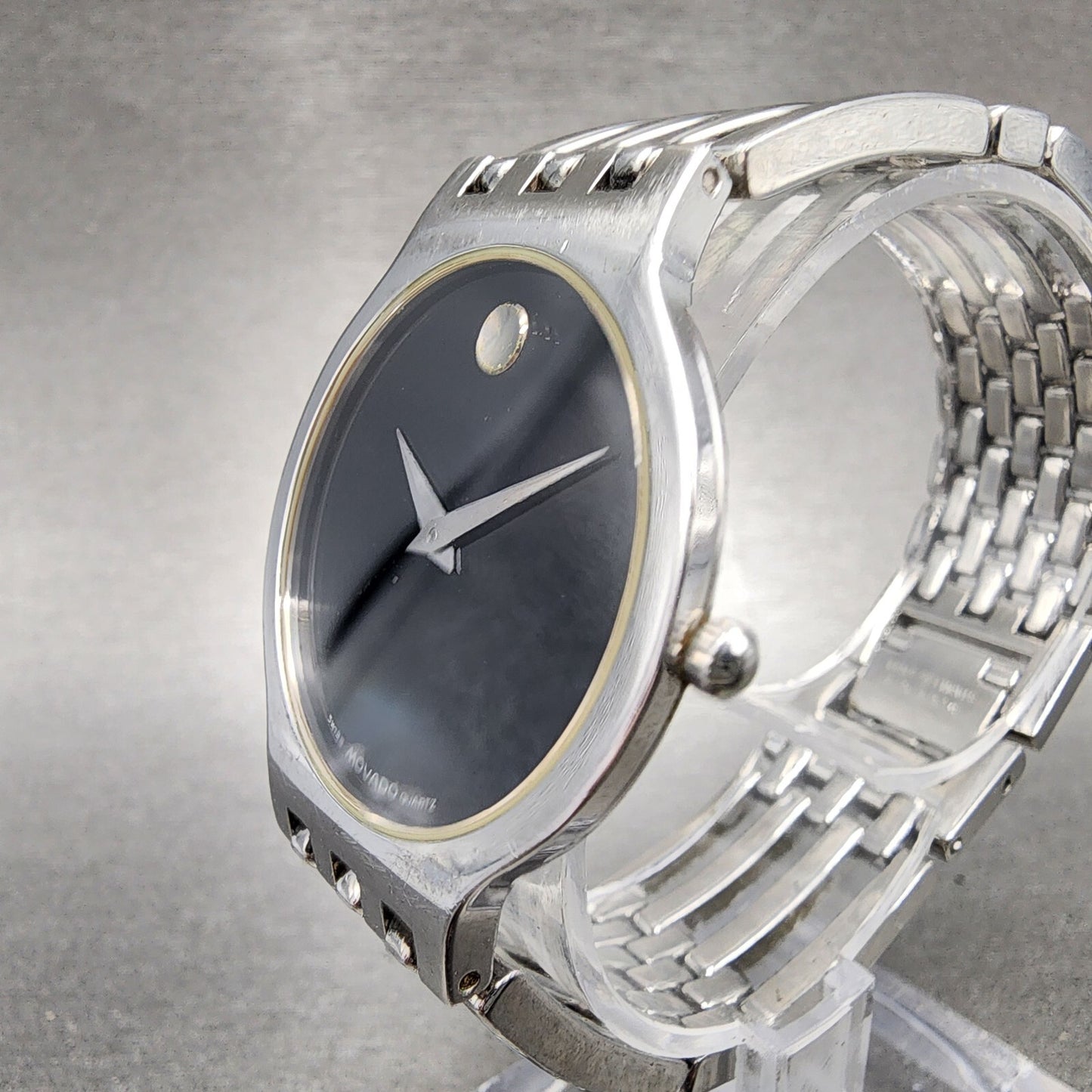 Movado Esperanza Watch Men 32mm Black Dial Stainless Steel Round New Battery2