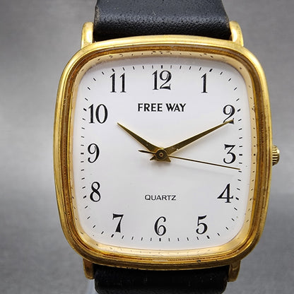 Citizen Free Way Tank Watch Men 28mm White Dial Gold Tone 1l30-I816 New Battery