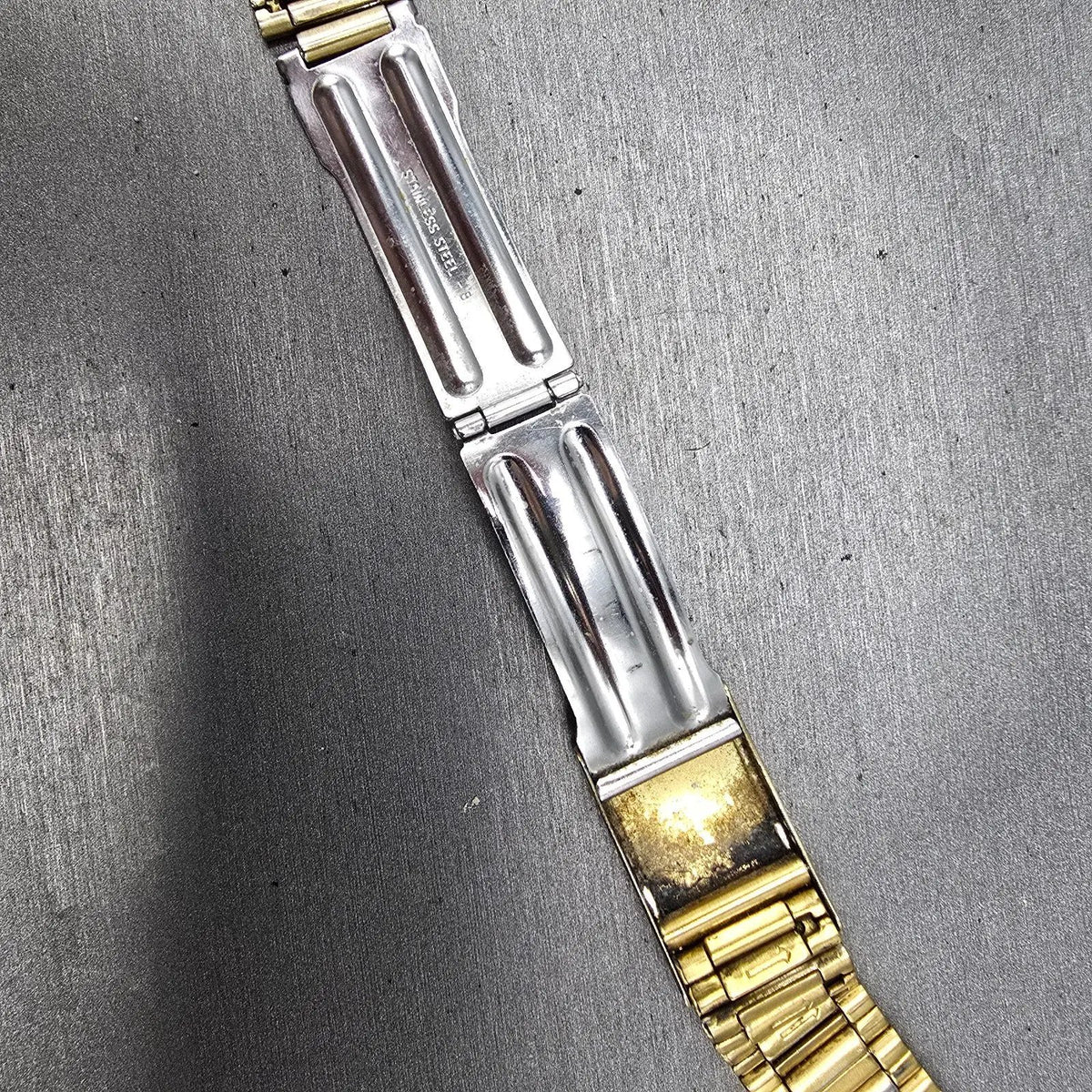 Seiko Bracelet 20mm Stainless Steel Gold Tone Tri Folding Clasp Vintage Japan L12