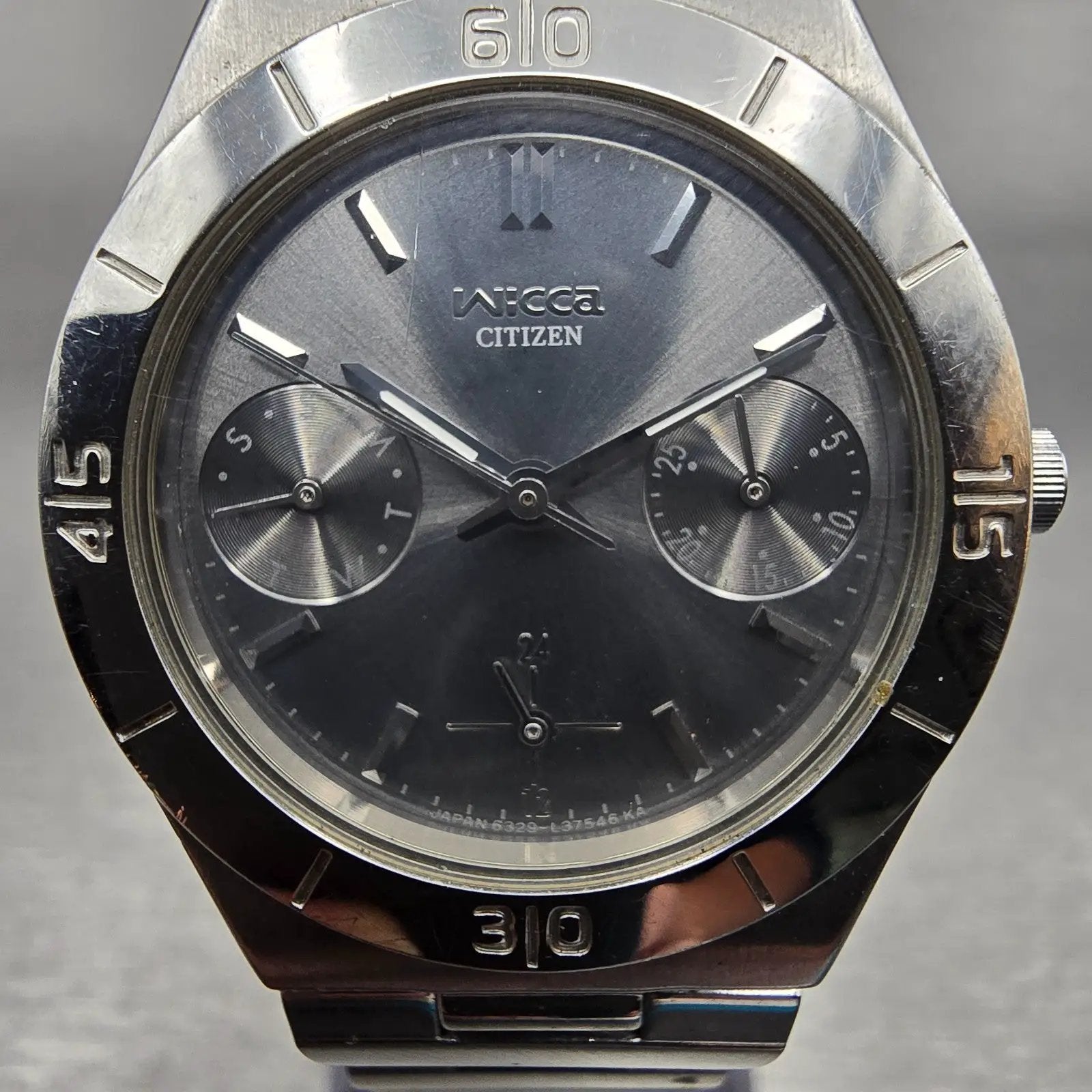 Citizen Wicca Watch Women 30mm Silver Dial Silver Daydate 6329-L20107 New Batt1