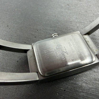 Calvin Klein Tank Watch Women 17mm White Dial Steel Rectangle K4111 New Battery9