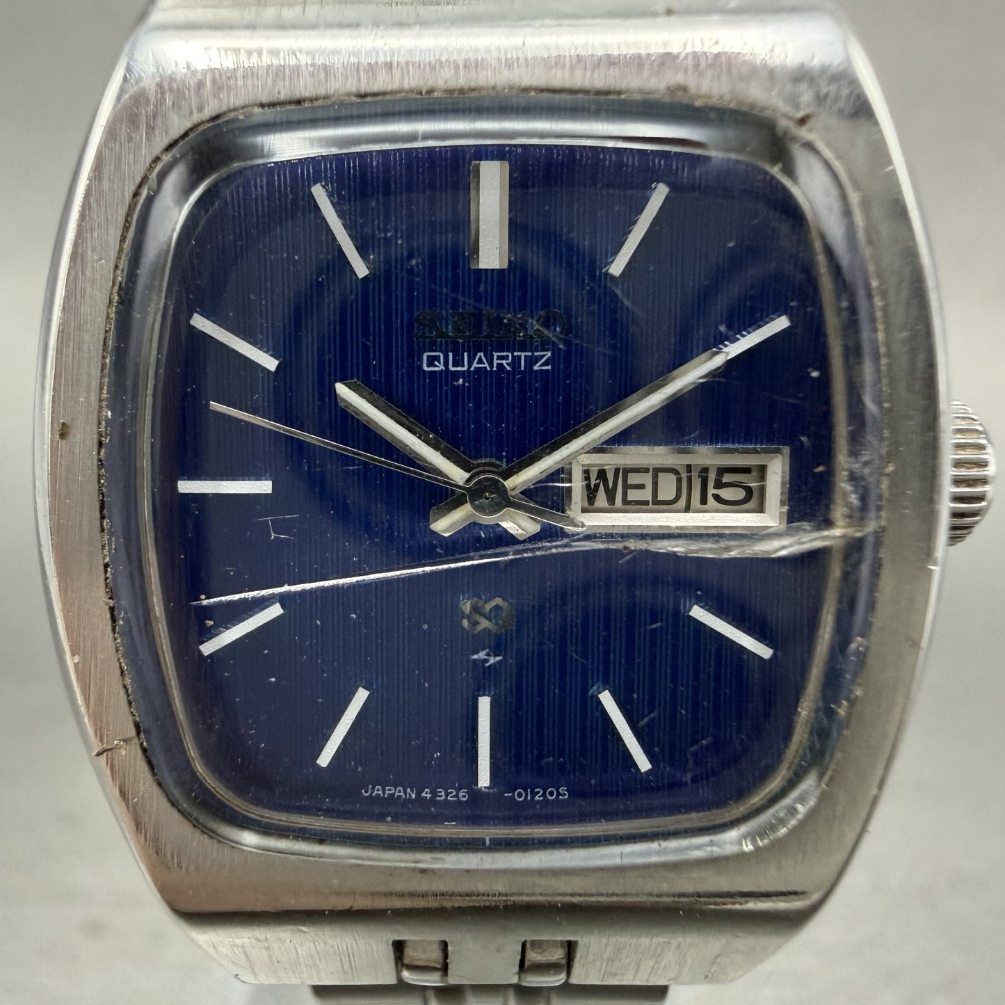 Seiko SQ Watch Women 25mm Blue Dial Silver Tone Daydate 43265029 New Battery1