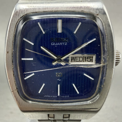 Seiko SQ Watch Women 25mm Blue Dial Silver Tone Daydate 43265029 New Battery1