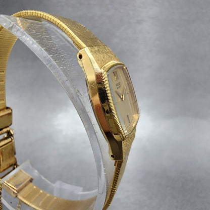 Seiko Watch Women 18mm Champagne Dial Gold Tone Rectangle 14008029 New Battery4