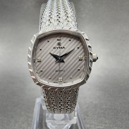 Cyma Watch Women 22mm Silver Dial Silver Tone Rectangle 2002 New Battery0