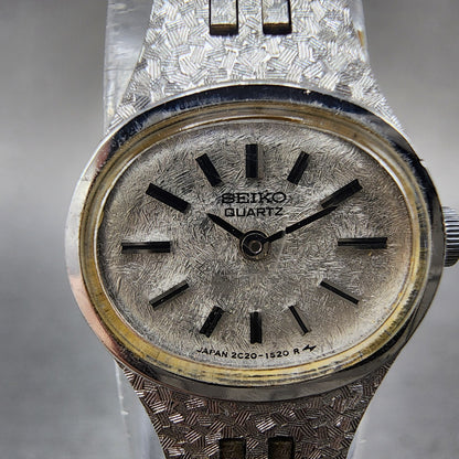 VTG Seiko Watch Women 17mm Silver Dial Silver Tone Oval 2C205759 New Battery1