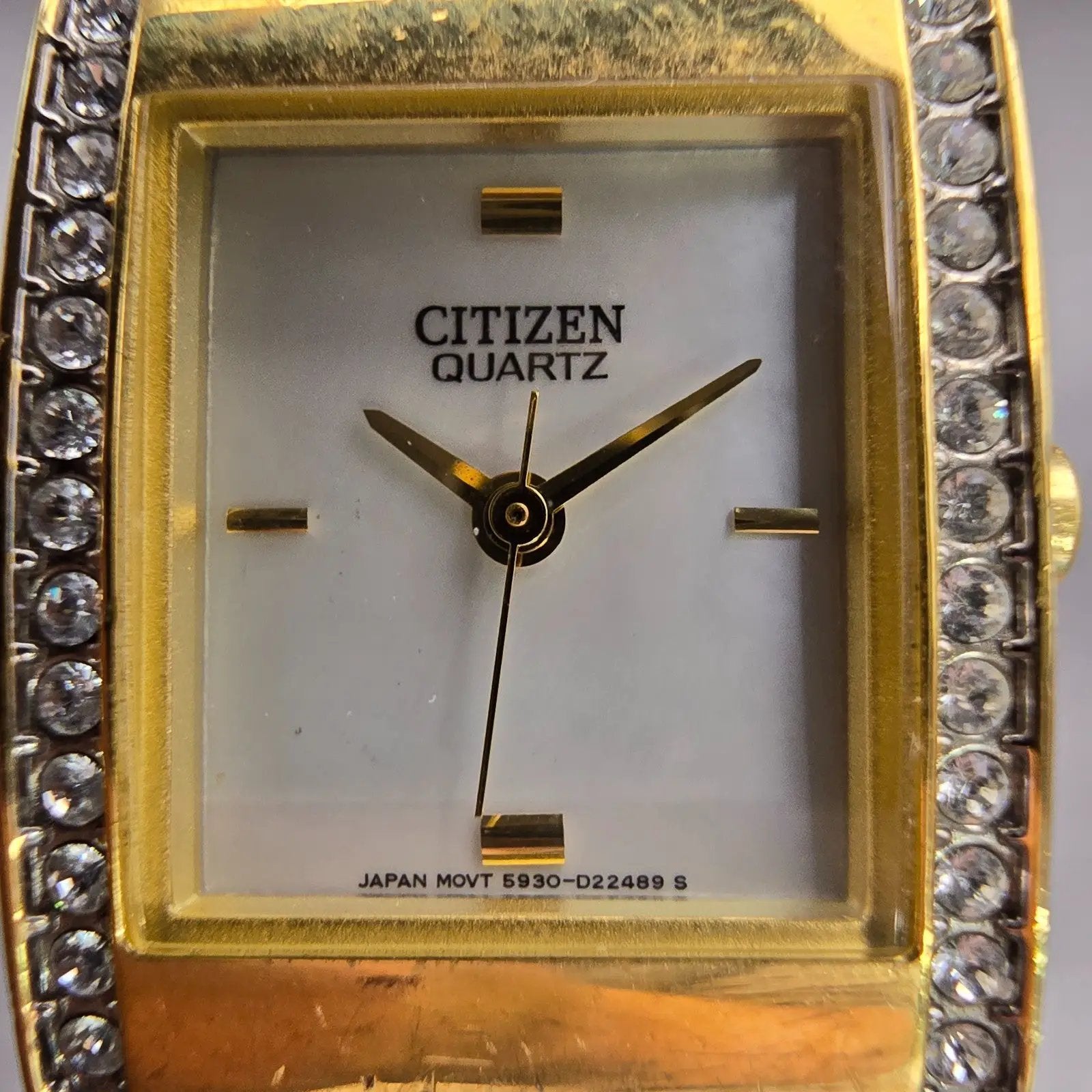 Citizen Watch Women 20mm MOP Dial Gold Tone Gemmed 5930-S99043 New Battery1